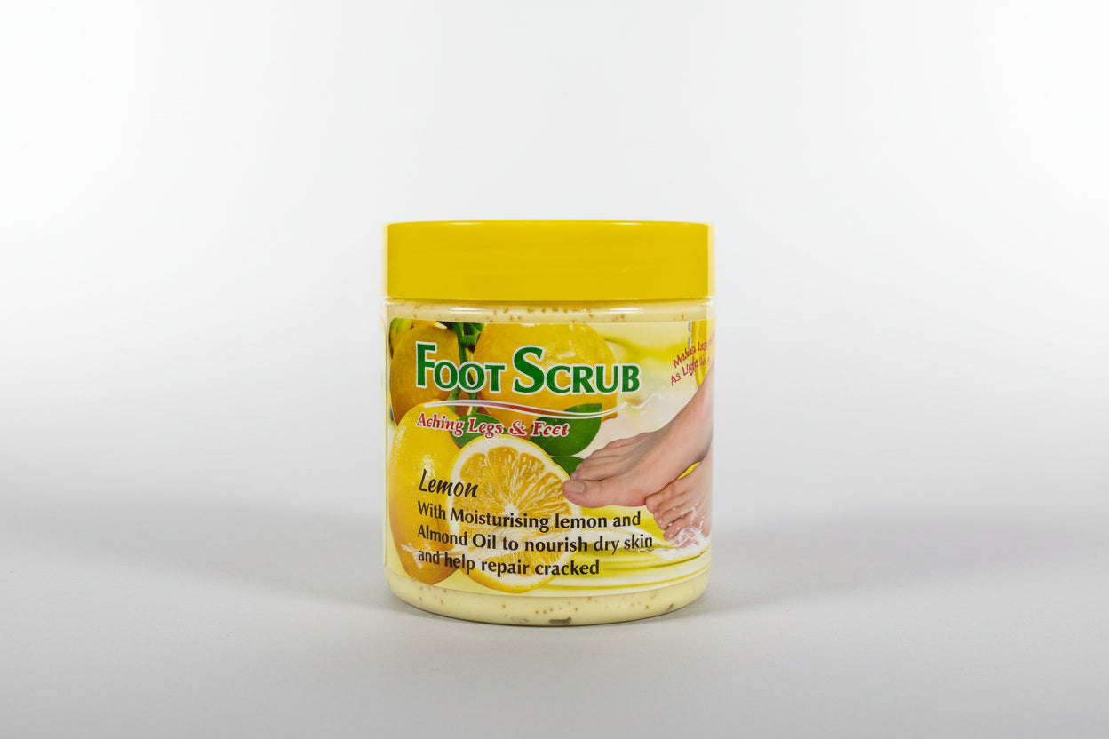 foot scrub with lemon flavor on