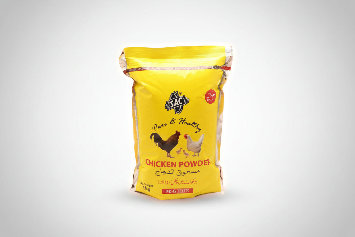 Bag of SAC Chicken Powder on a white background