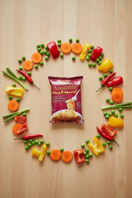 Noodelite noodles package with beef flavor