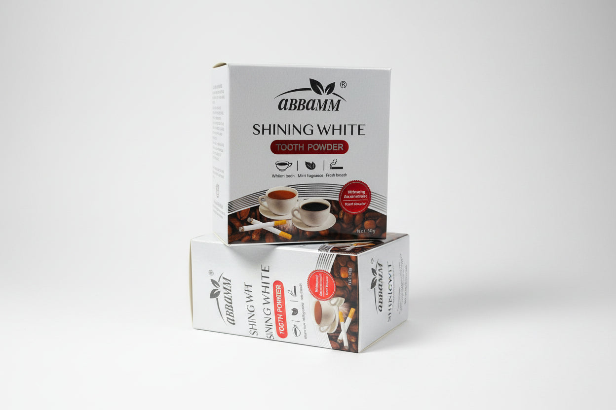 Two boxes of Abbamm Shining White tooth powder 