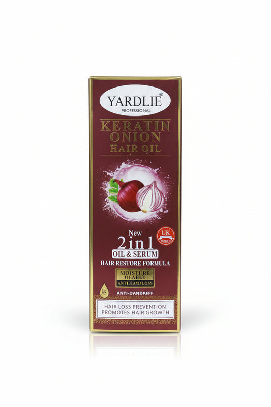 Yardley hair oil boxes displayed on a shelf