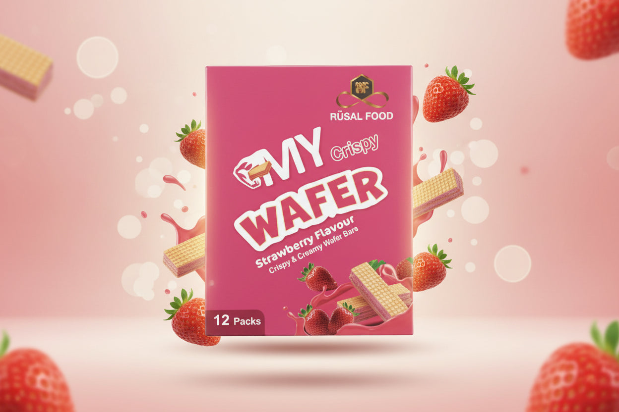 'My Crispy Wafer' strawberry flavor with strawberries 
