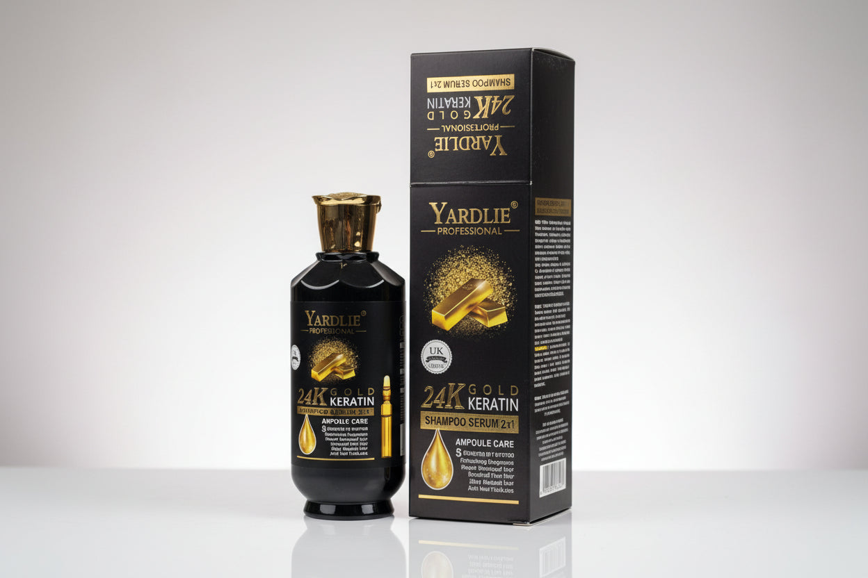 Yardlie 24K Keratin hair care product on a shelf in a store