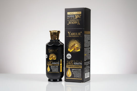 Yardlie 24K Keratin hair care product on a shelf in a store